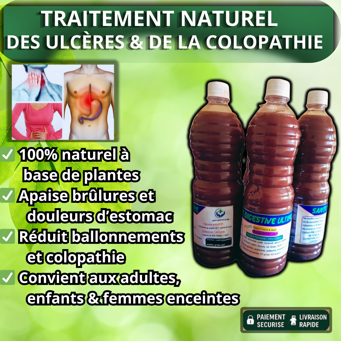 Plus Jamais d’Ulcères ni Colopathie avec Ce Pack de 3 Bidons